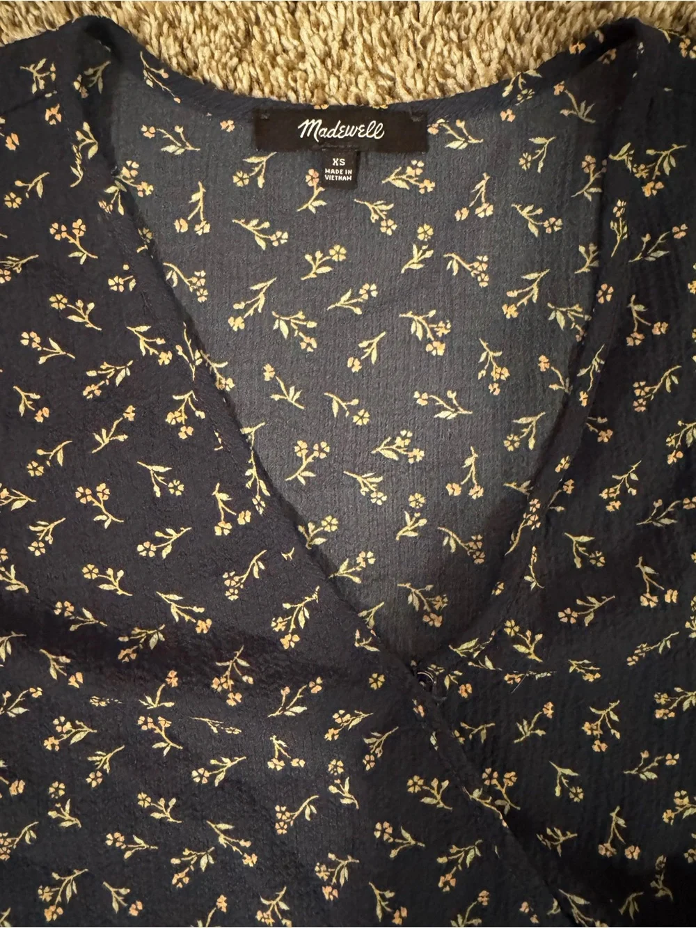 Madewell Navy Floral Wrap Peplum Blouse